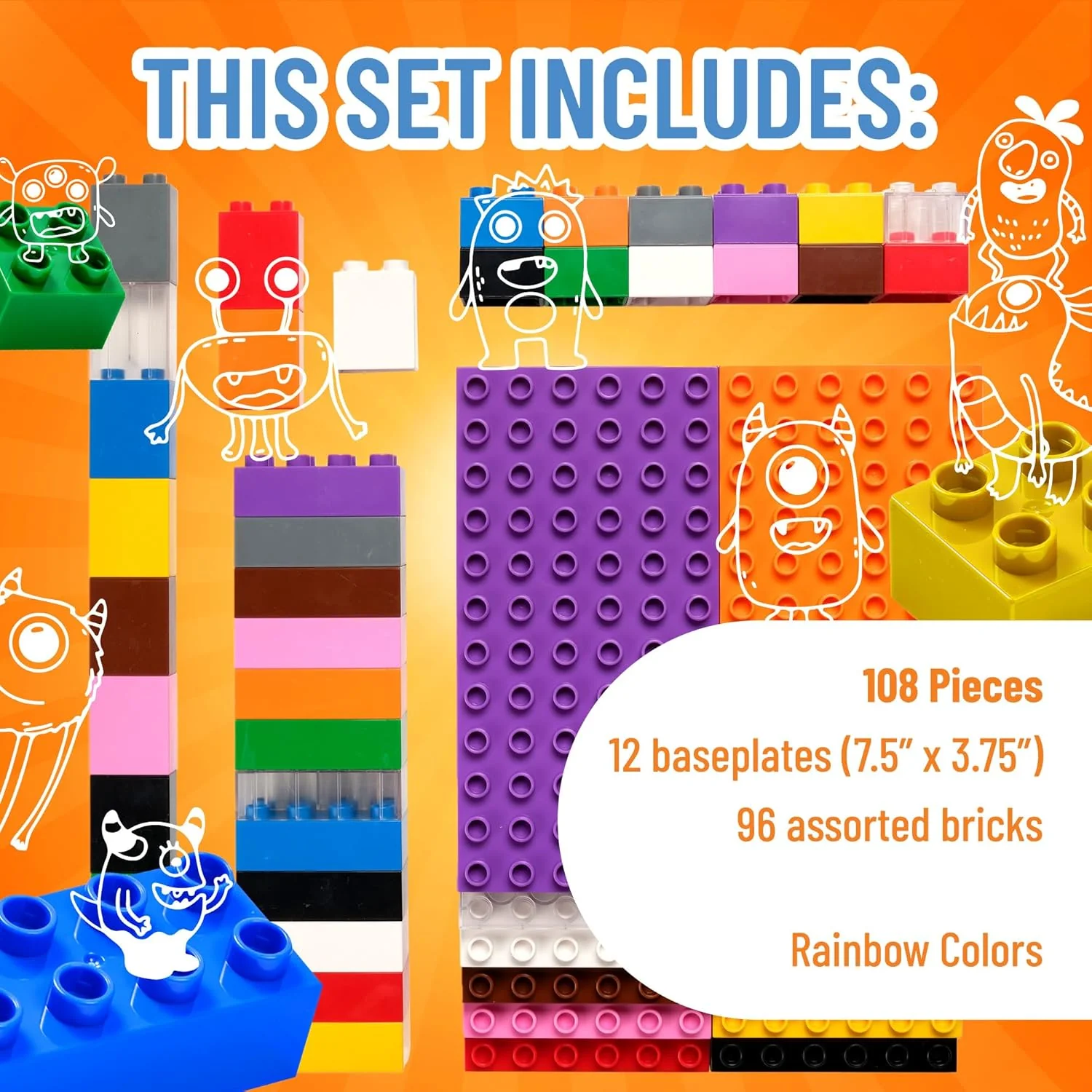 Big Brik Tower Set by Strictly Briks - 96 Briks & 12 Colours - Image 6