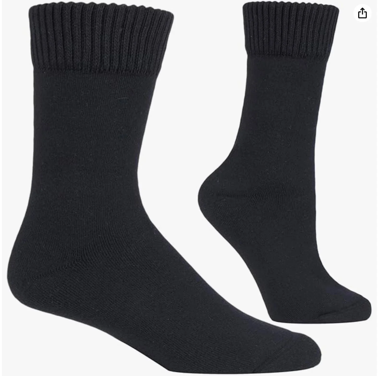Black Heavy Cushioned Thermal Socks with Extra Wide Top - Size 6-11 (3 Pairs) - Image 3