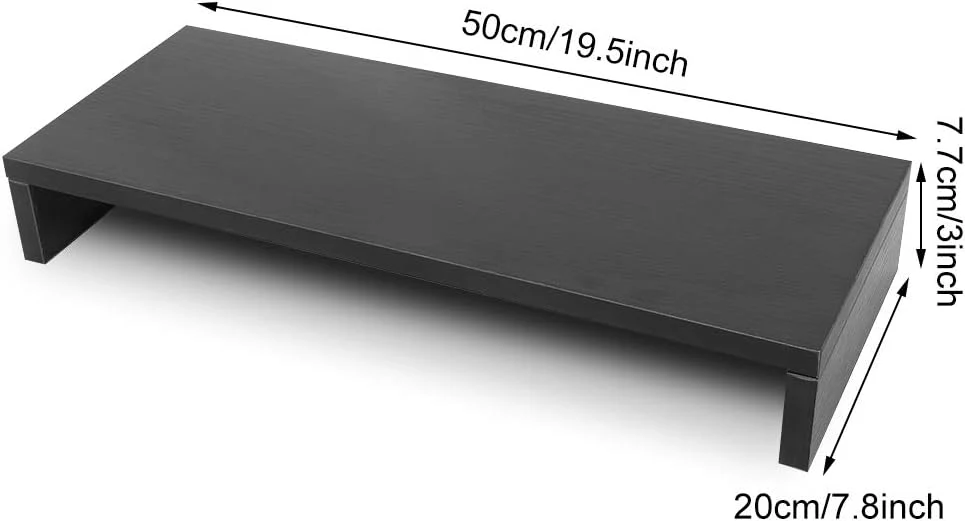 Black Wooden Monitor Risers Laptop Stand - Image 3