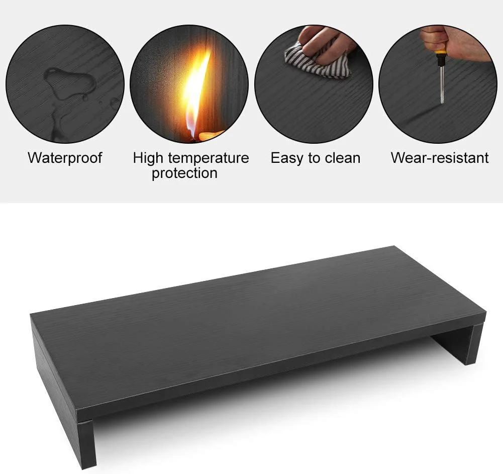 Black Wooden Monitor Risers Laptop Stand - Image 4