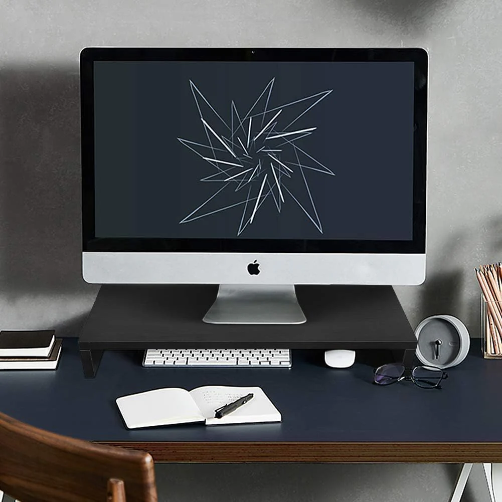 Black Wooden Monitor Risers Laptop Stand - Image 5