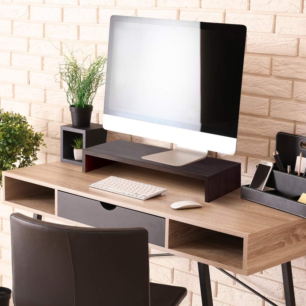 Black Wooden Monitor Risers Laptop Stand - Image 6