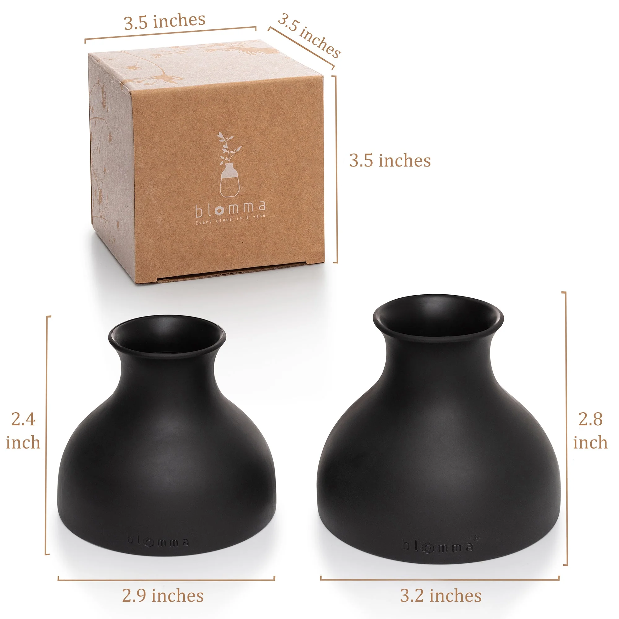 Blomma 2 Pcs Black Small Flex Topper Vase Lids for Glass – Modern Flower Vase Topper – Fit to Any Wine Glass or Water Glass - Image 2