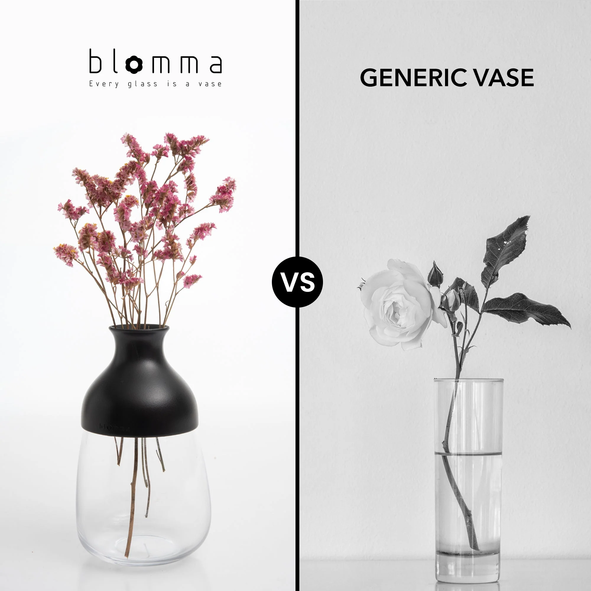 Blomma 2 Pcs Black Small Flex Topper Vase Lids for Glass – Modern Flower Vase Topper – Fit to Any Wine Glass or Water Glass - Image 4
