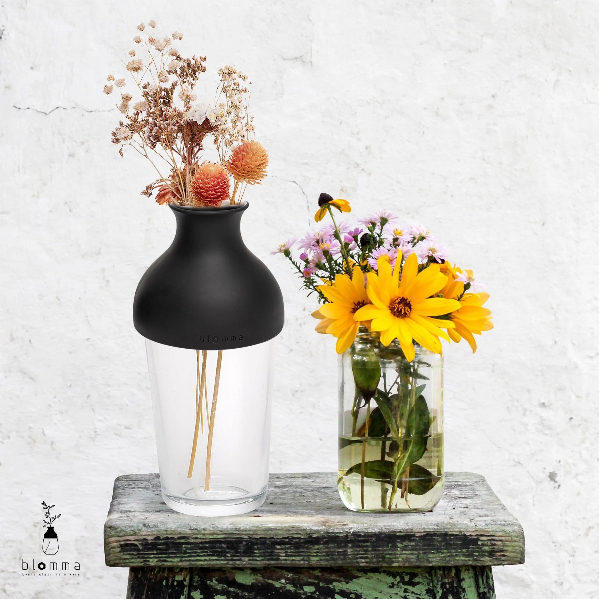 Blomma 2 Pcs Black Small Flex Topper Vase Lids for Glass – Modern Flower Vase Topper – Fit to Any Wine Glass or Water Glass - Image 5