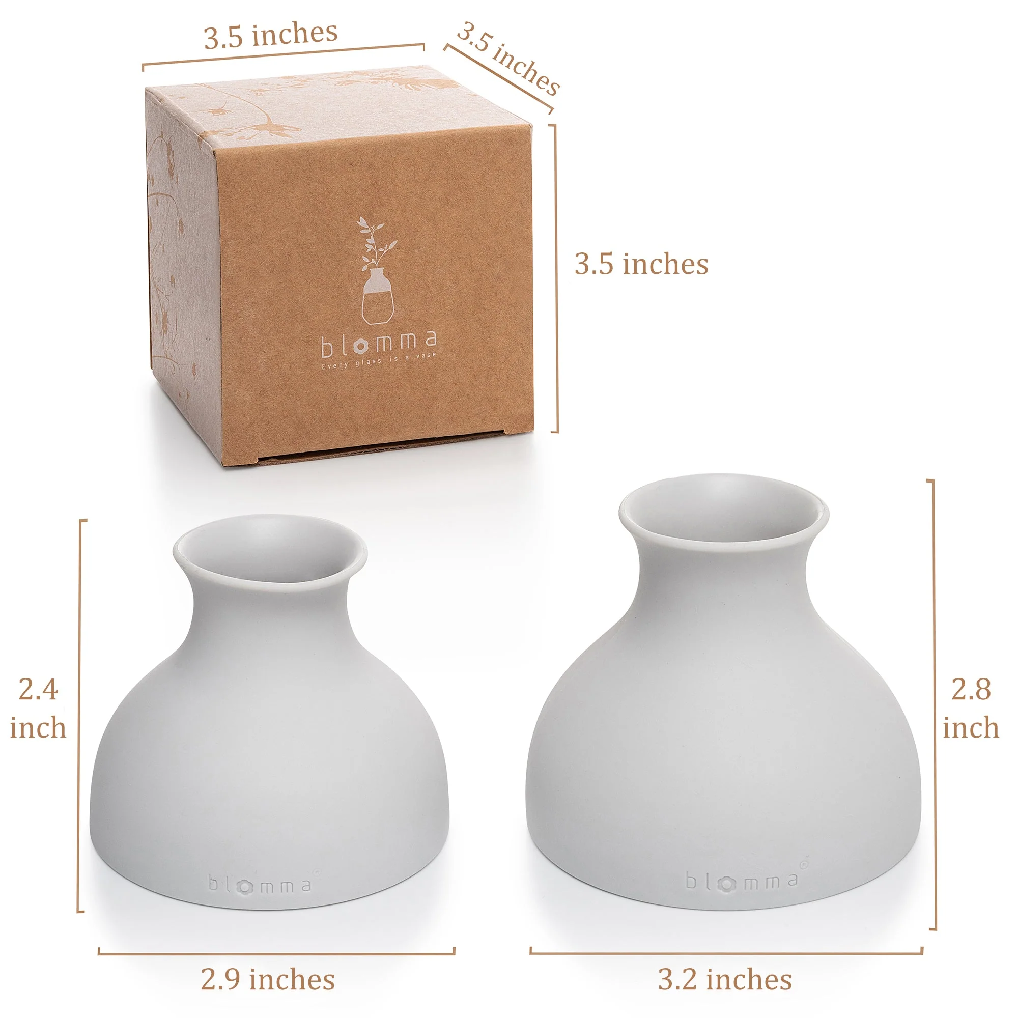 Blomma 2 Pcs Grey Small Flex Topper Vase Lids for Glass – Modern Flower Vase Topper – Fit to Any Wine Glass or Water Glass - Image 2