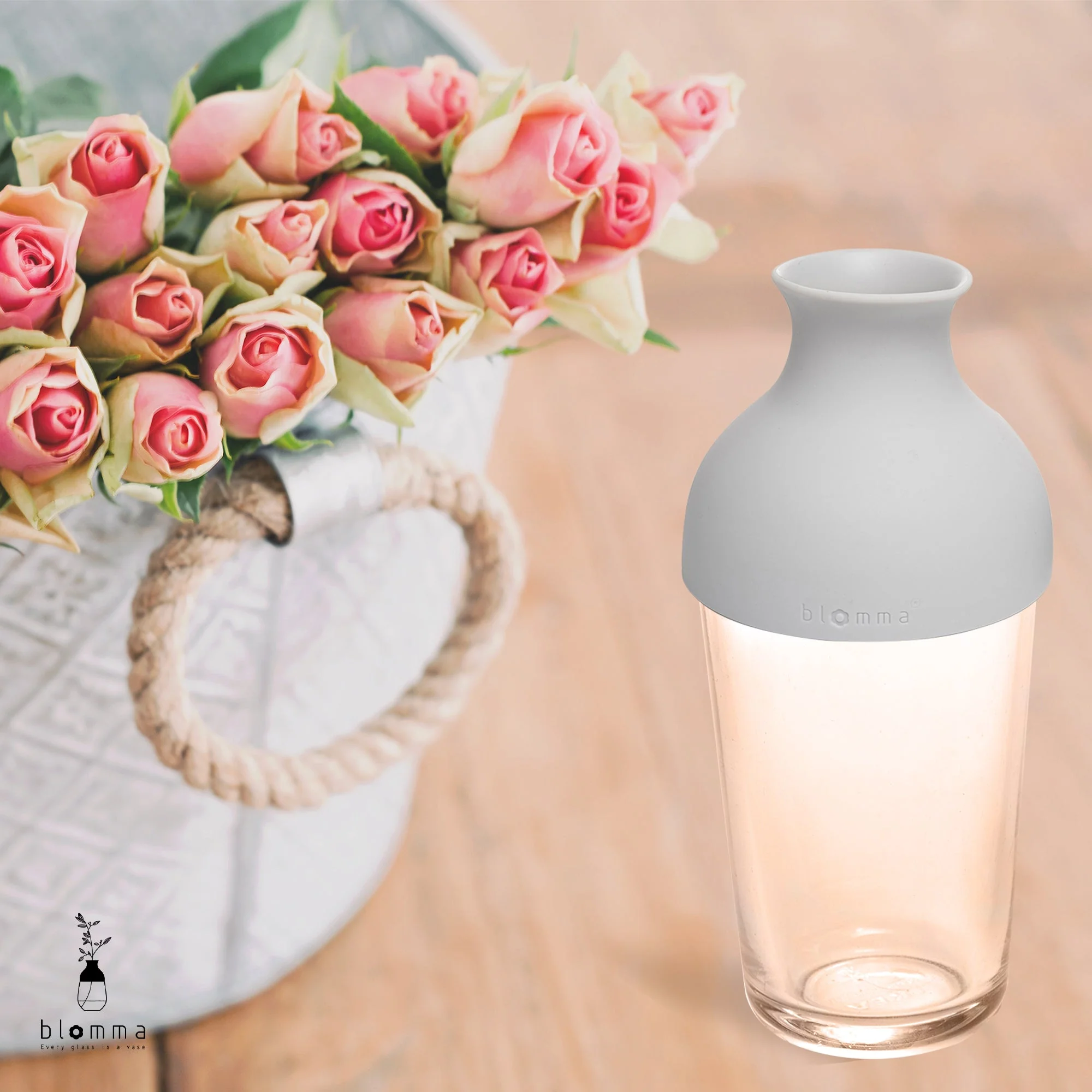 Blomma 2 Pcs Grey Small Flex Topper Vase Lids for Glass – Modern Flower Vase Topper – Fit to Any Wine Glass or Water Glass - Image 3
