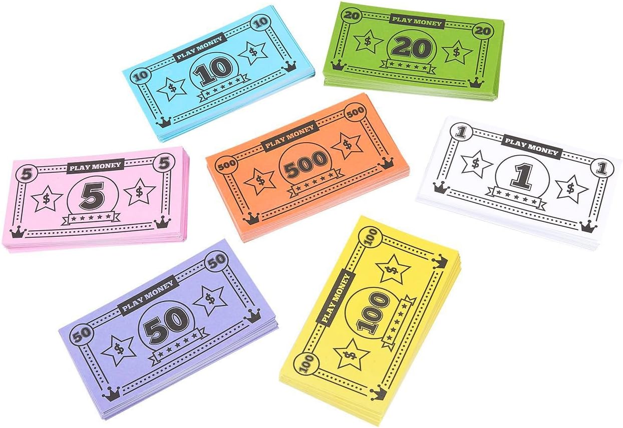 Blue Panda Board Game Play Money Set for Kids - 455 piece