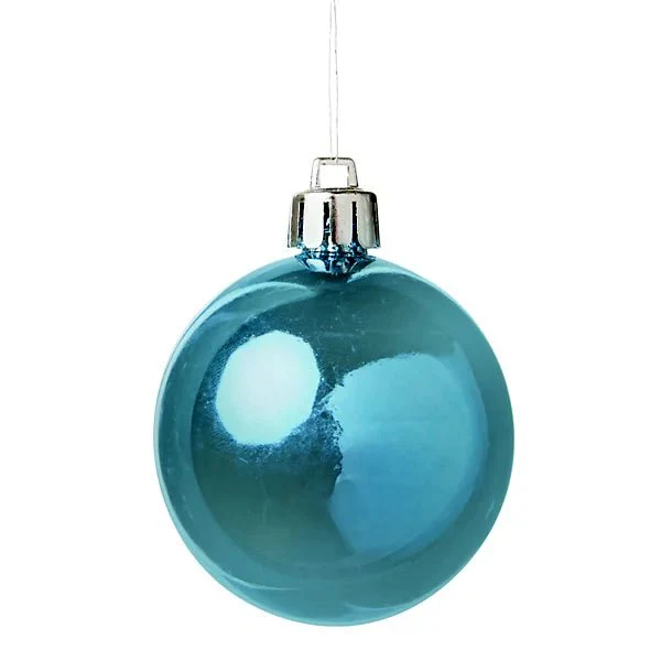Blue Plastic Round Christmas Baubles - Set of 8 - Image 2