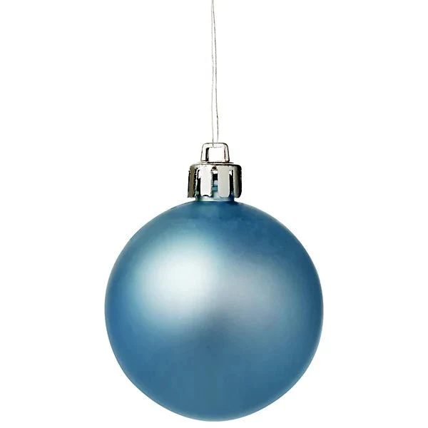 Blue Plastic Round Christmas Baubles - Set of 8 - Image 3