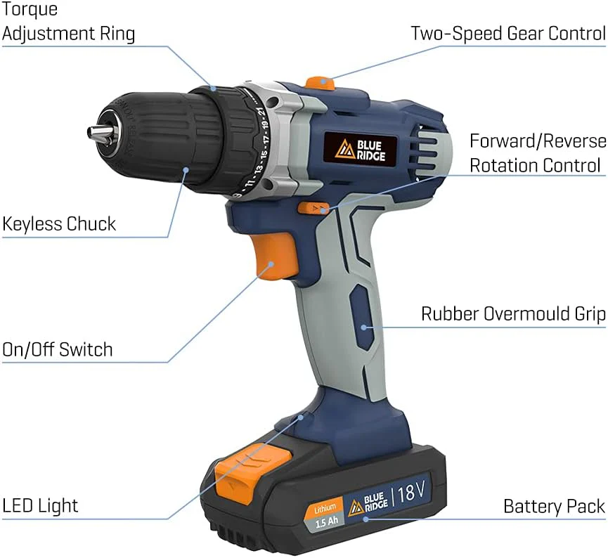 BLUE RIDGE 18V Cordless Drill Driver BR2809 - Image 6
