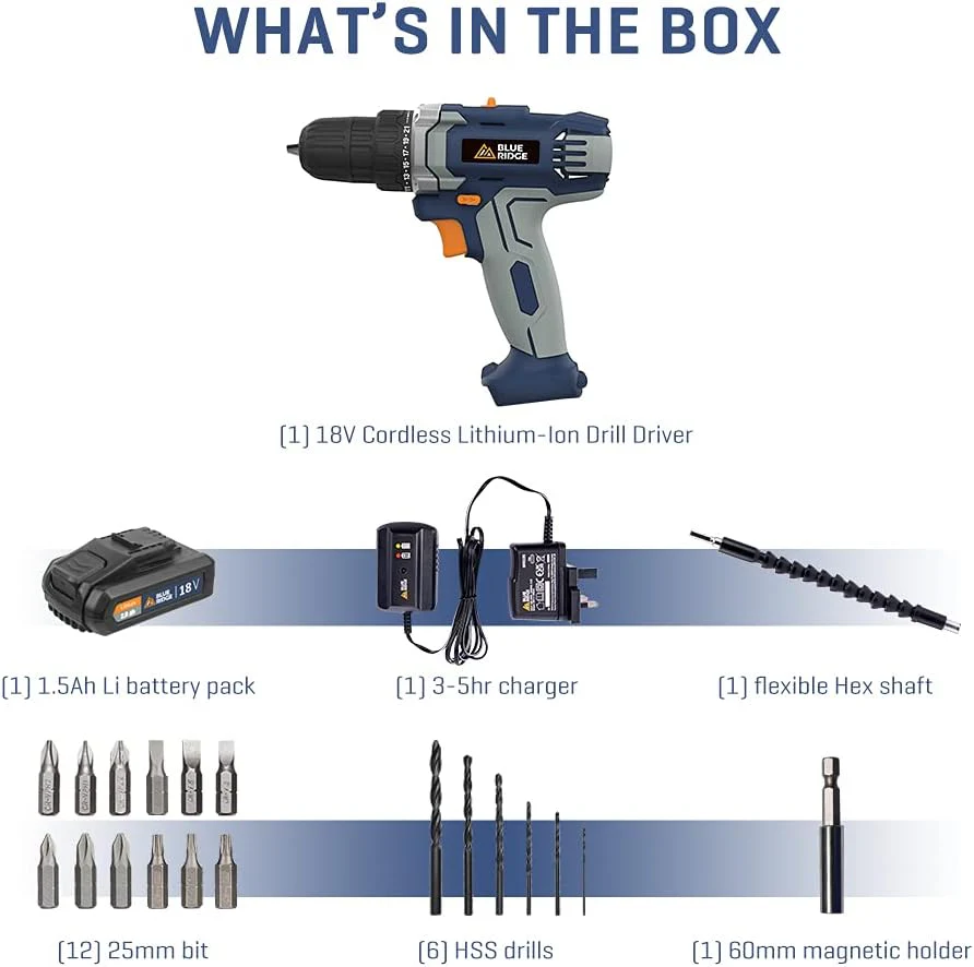 BLUE RIDGE 18V Cordless Drill Driver BR2809 - Image 8