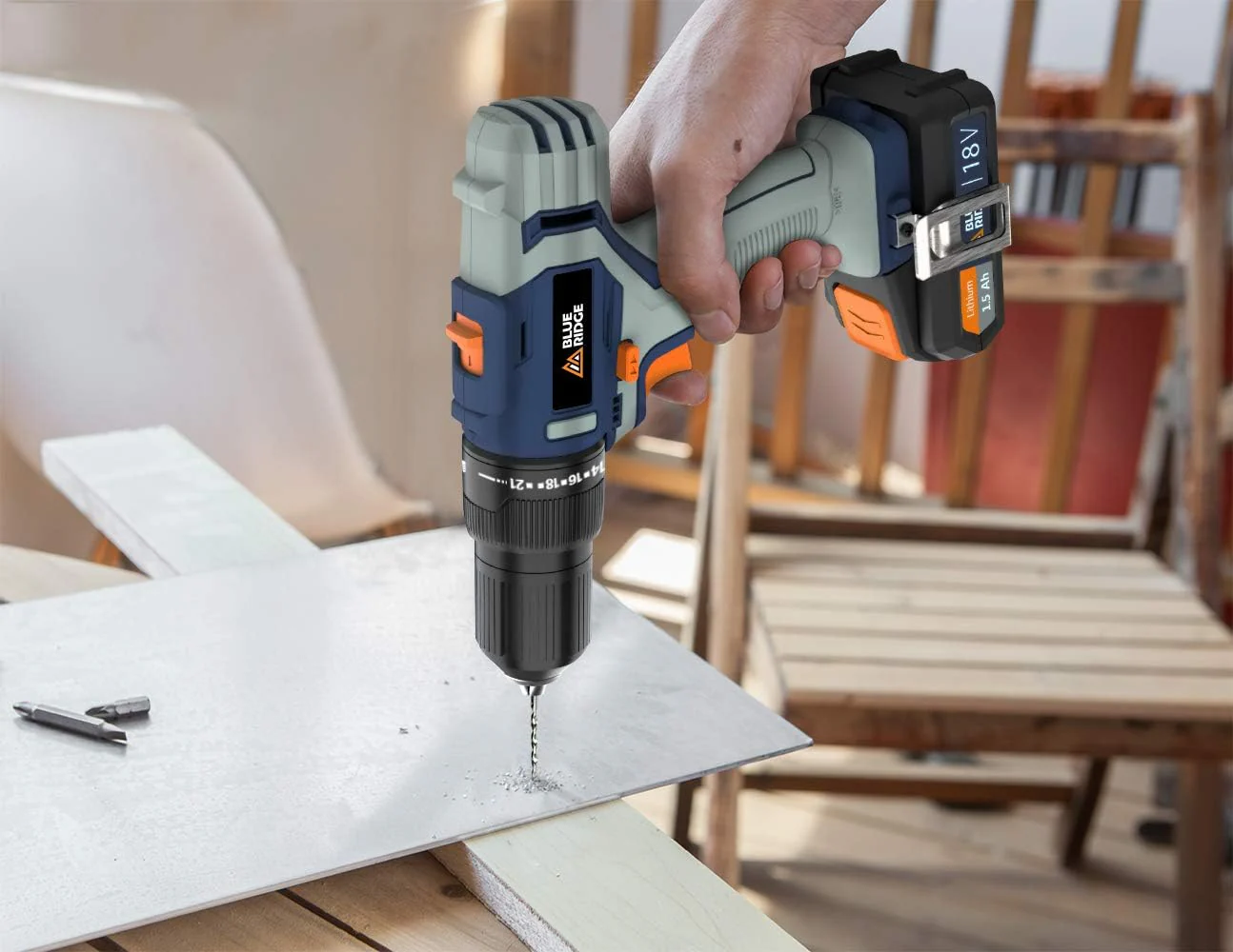 BLUE RIDGE Cordless Hammer Drill 20V Max with Rechargeable Battery - Image 3