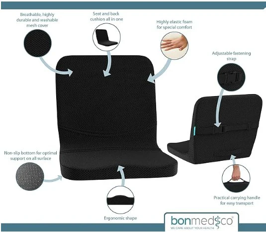 Bonmedico Office Chair Back Support - Large - Black - Image 2