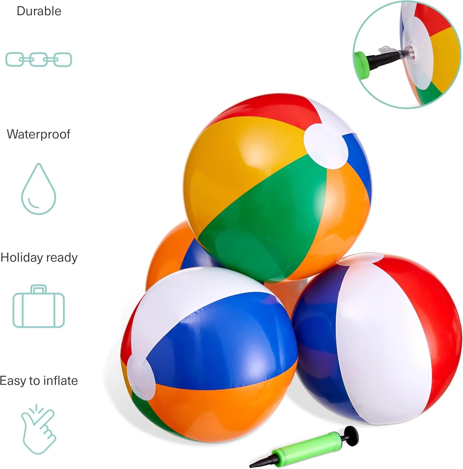 Bramble - 12 Inflatable Beach Pool Balls With Pump - Image 4