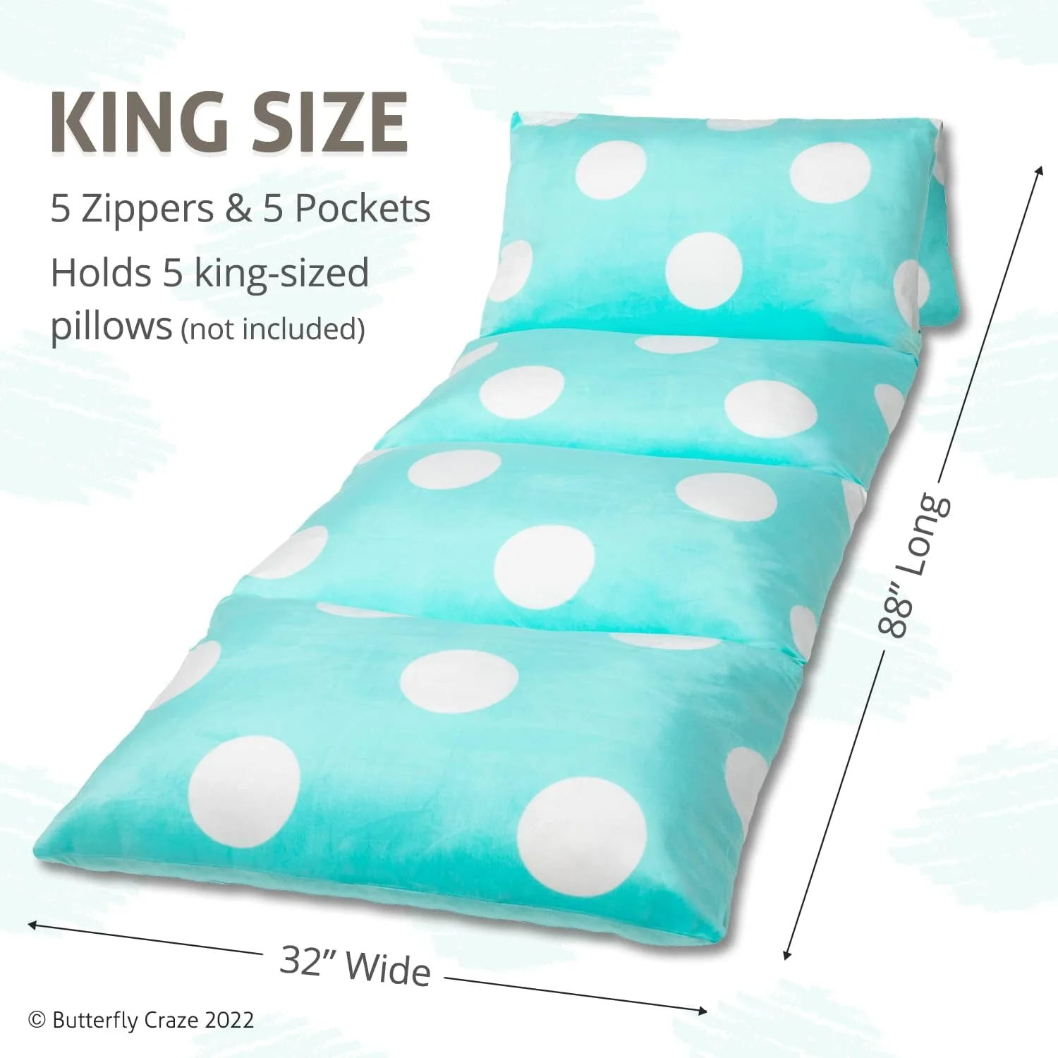 Butterfly Craze Mattress Bed Lounger Cover (Polka Aqua - King) - Image 3