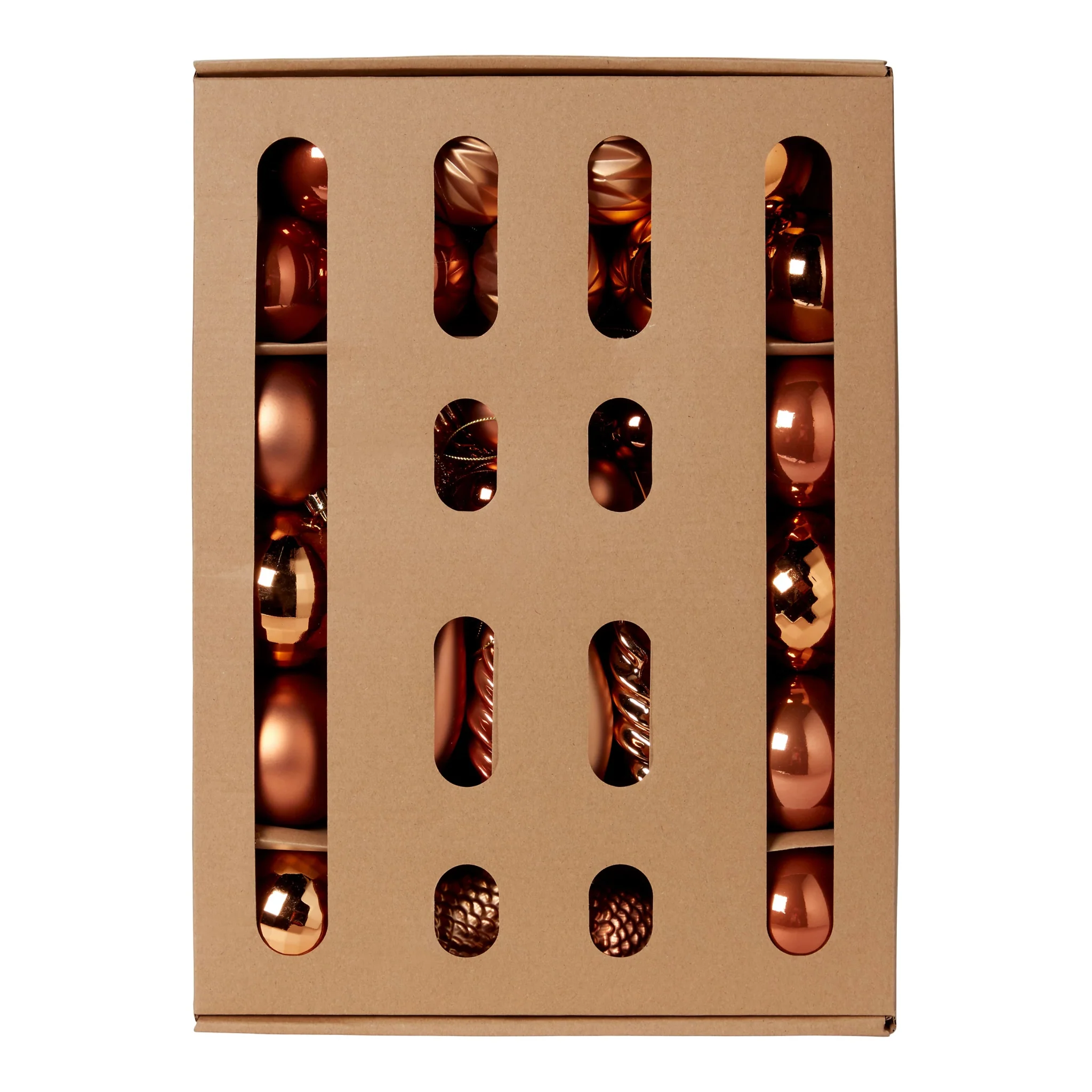 Champagne/Bronze Plastic Christmas Bauble Decoration Set - Pack of 40 - Image 8
