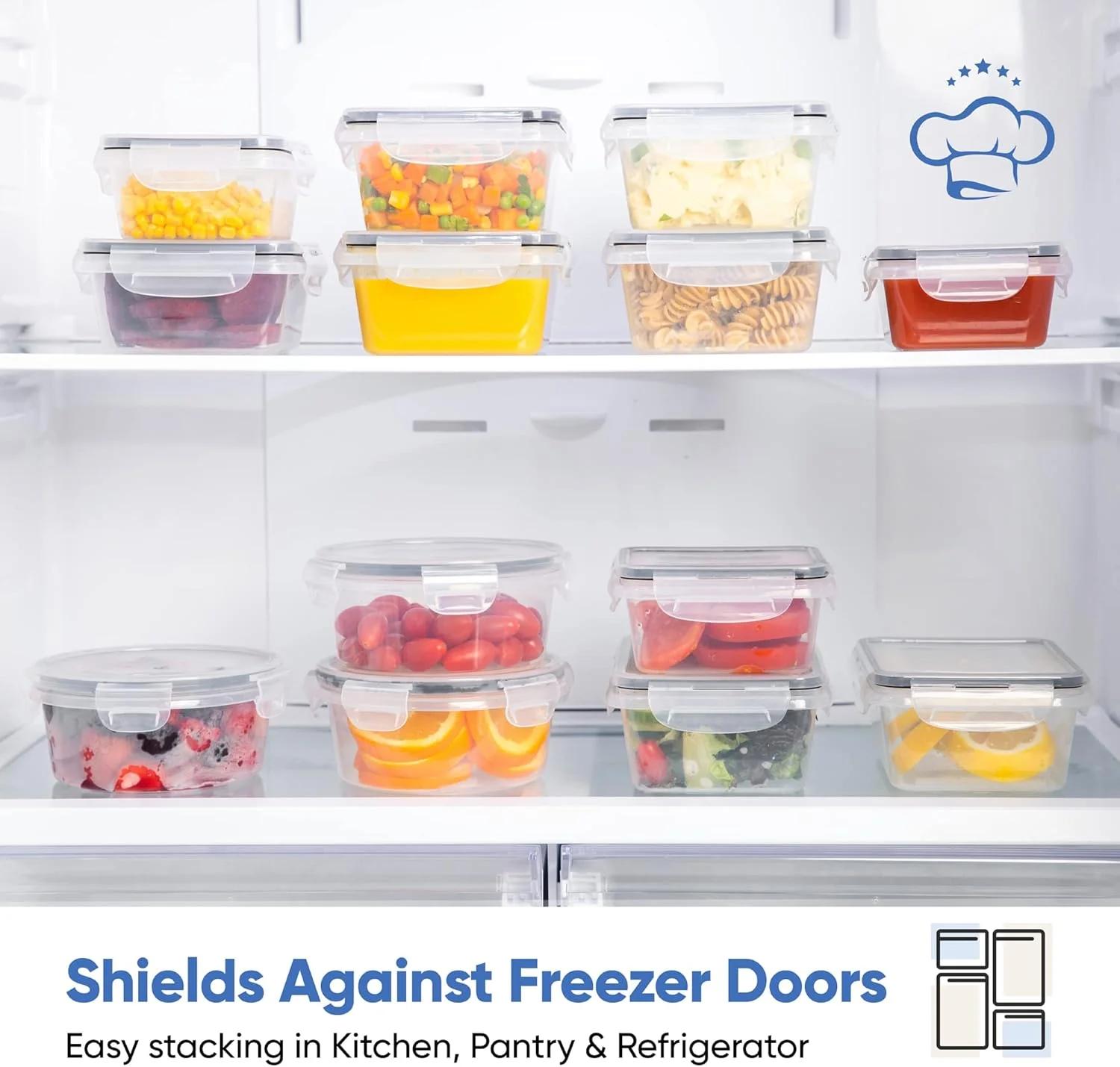 Chef's Path 16 Piece Set of Storage Boxes BPA Free – Labels & 1 Chalk Marker - Image 3