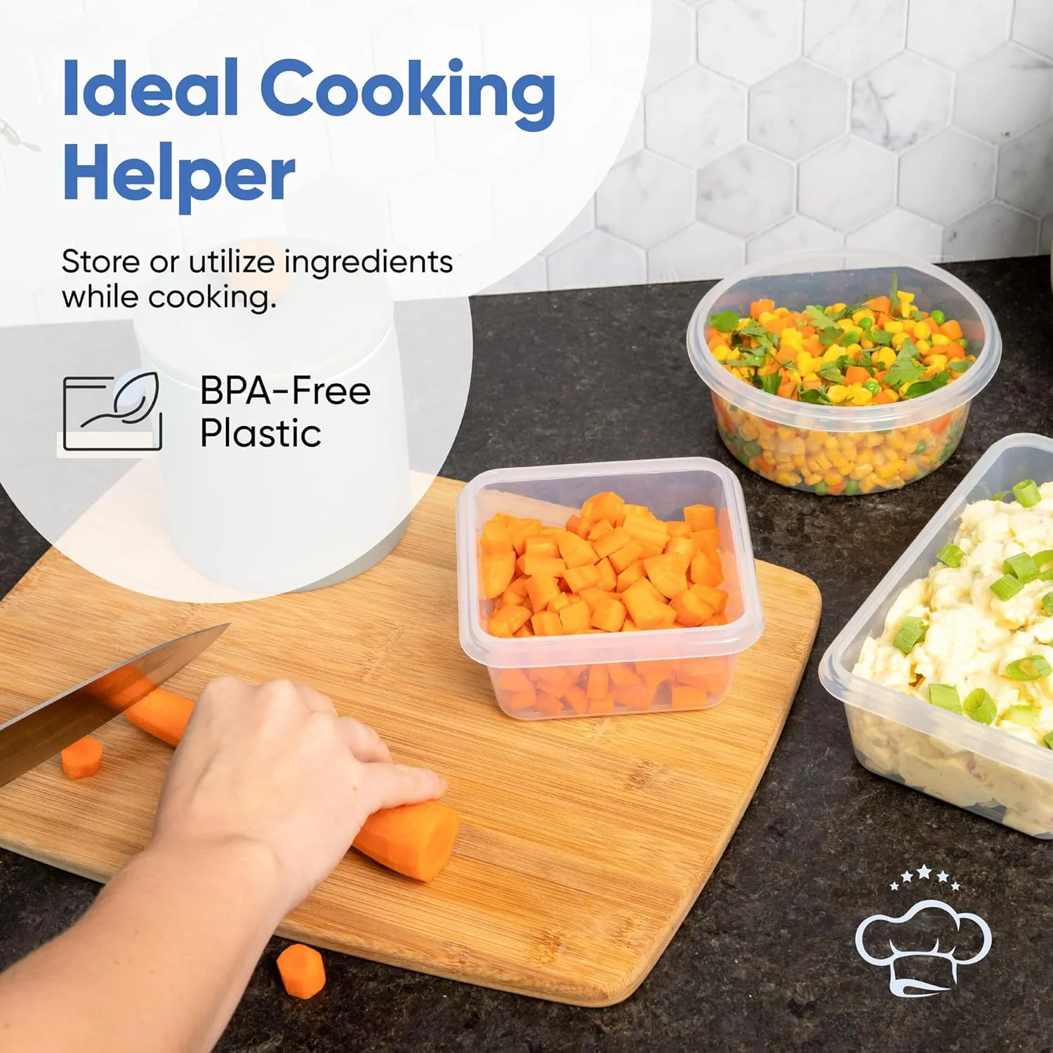 Chef's Path 16 Piece Set of Storage Boxes BPA Free – Labels & 1 Chalk Marker - Image 4