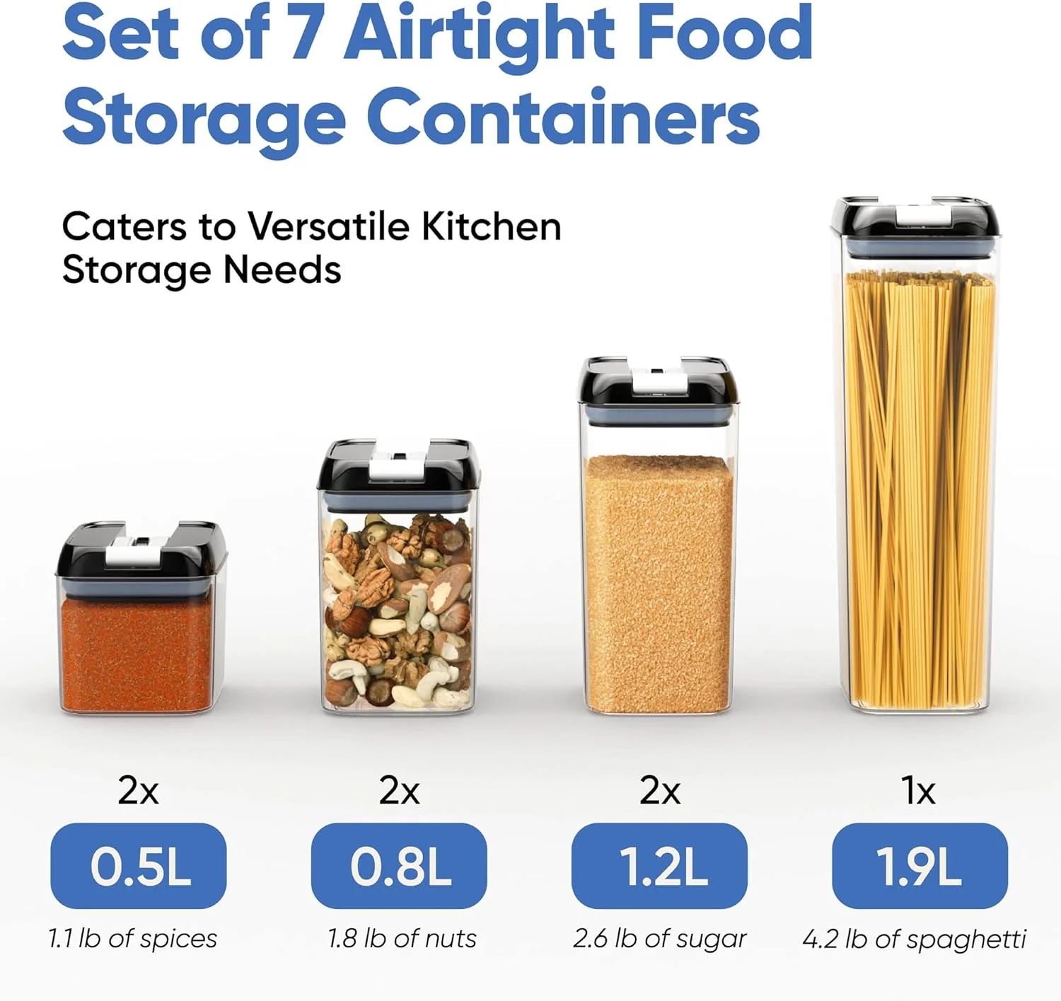 Chef's Path Airtight Food Storage Container Set - 7 Piece (With Labels & Marker) - Image 2