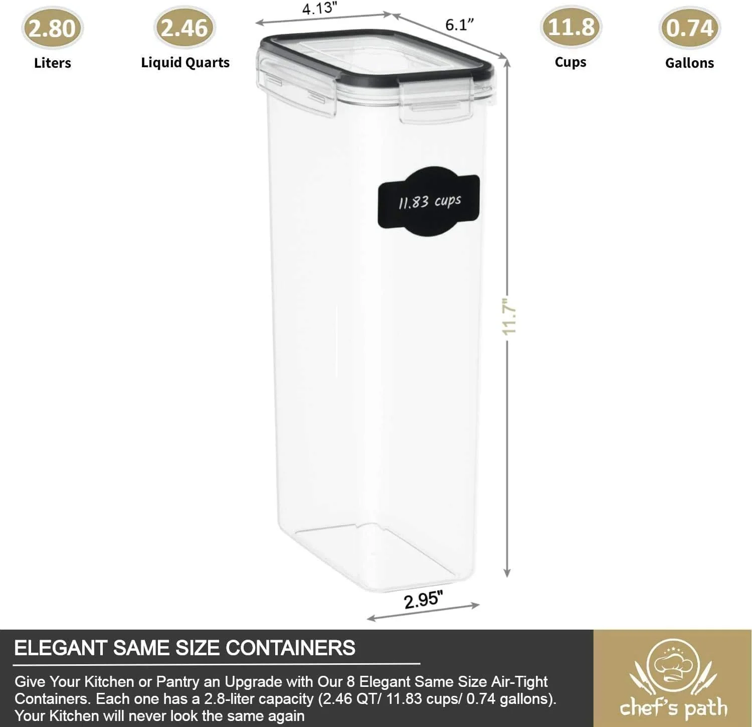 Chef's Path Kitchen Storage Box - Set of 8 (BPA Free 2.8L) - Image 3