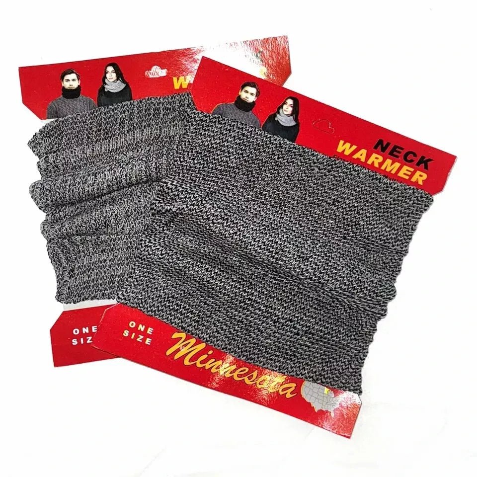 Classic Rib Knit Multi-layered Neck Warmer Snood - Grey (One Size) - Image 2