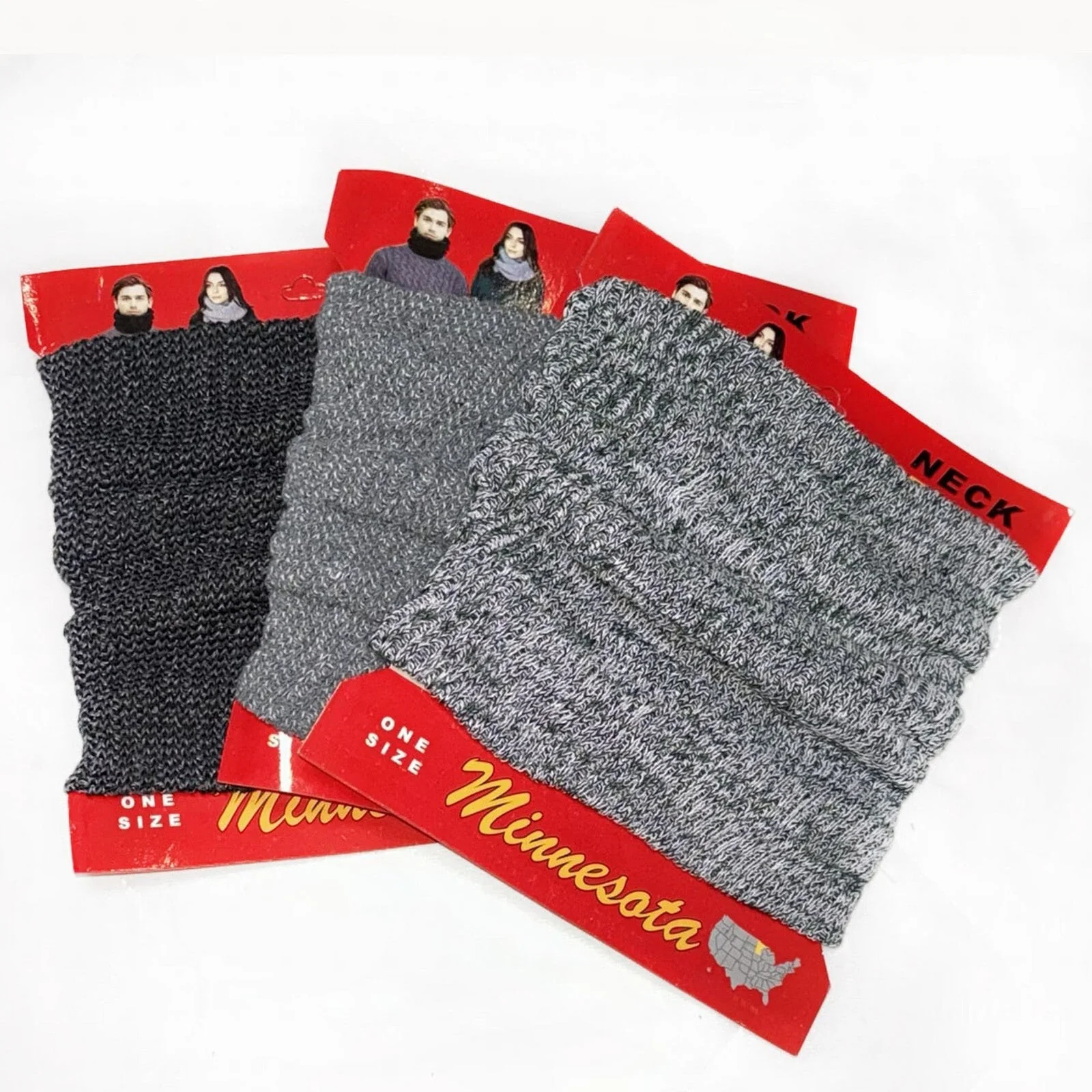 Classic Rib Knit Multi-layered Neck Warmer Snood - Grey (One Size) - Image 3