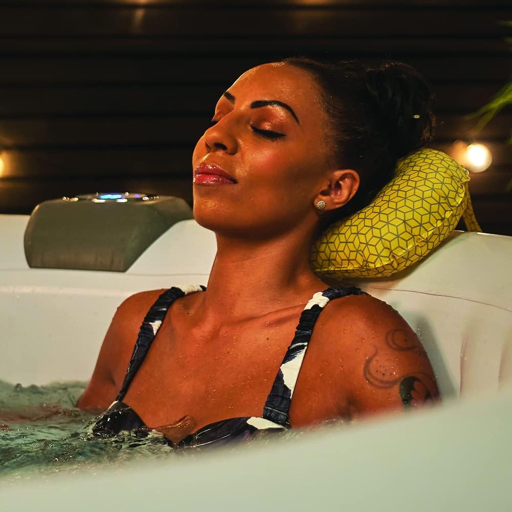 CleverSpa TPU Yellow/Grey Geo Printed Inflatable Head Rests - 2 Pack - Image 2