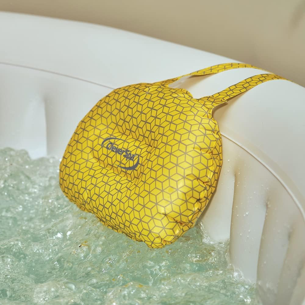 CleverSpa TPU Yellow/Grey Geo Printed Inflatable Head Rests - 2 Pack - Image 3