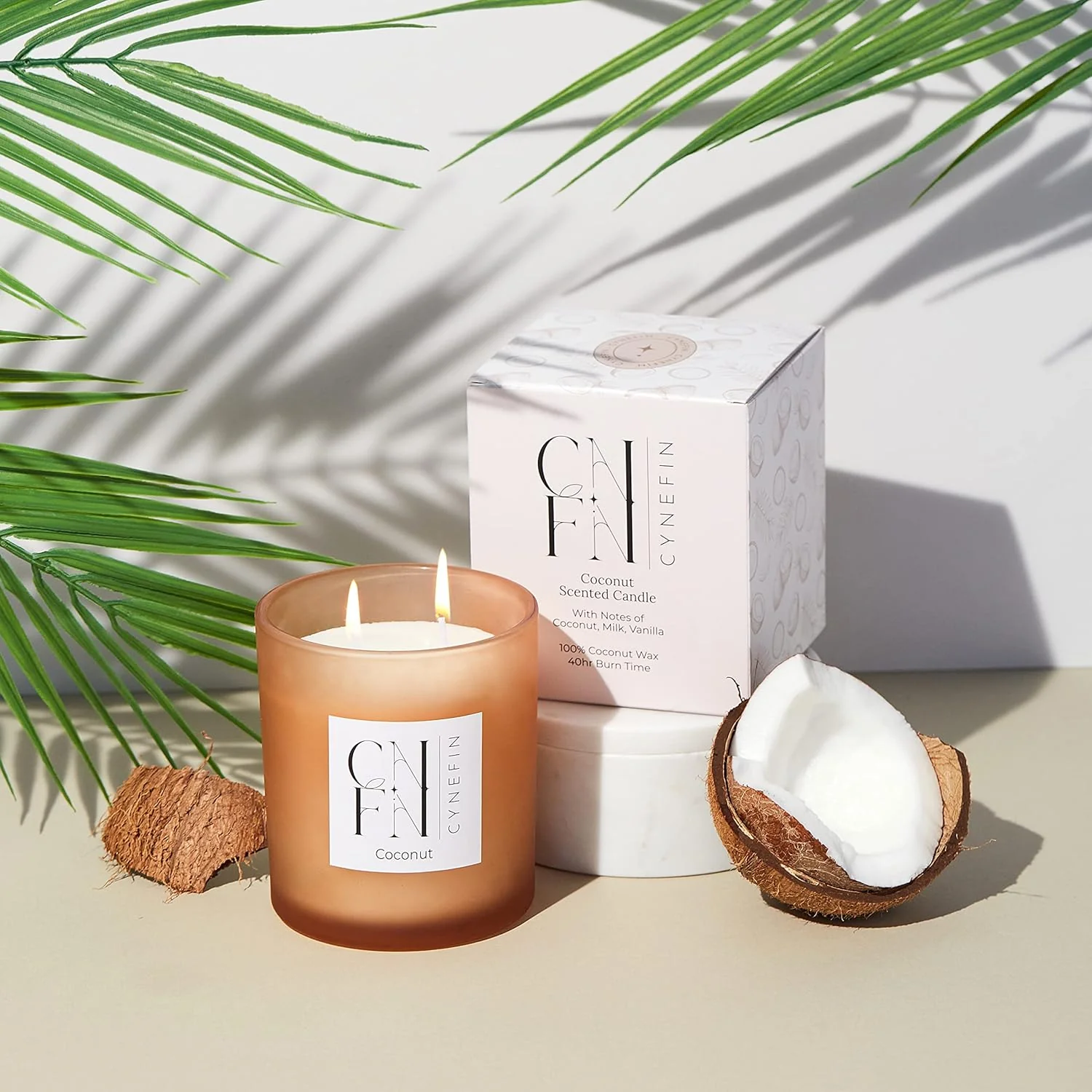 CNFN Coconut Scented Candle - 100% Coconut Wax (40 Hrs Burning) - Image 2