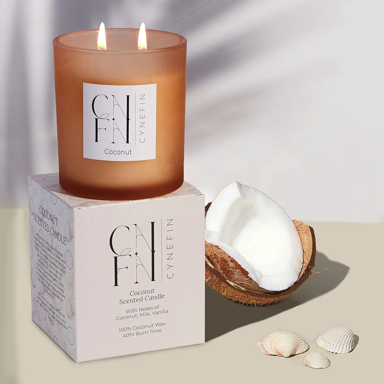 CNFN Coconut Scented Candle - 100% Coconut Wax (40 Hrs Burning) - Image 3