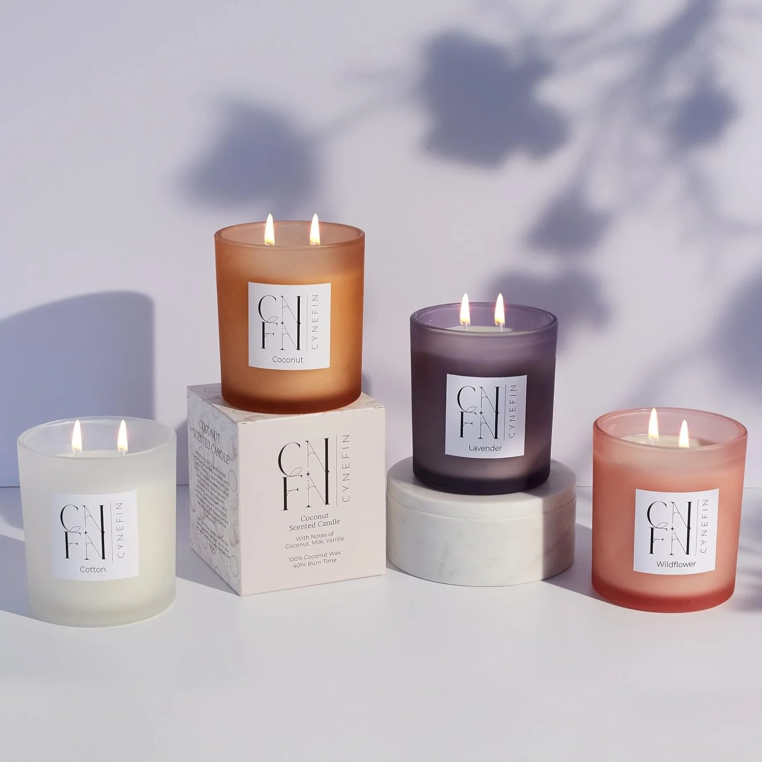 CNFN Fresh Linen Cotton Scented Candle - 100% Coconut Wax - 40hrs burning - Image 3
