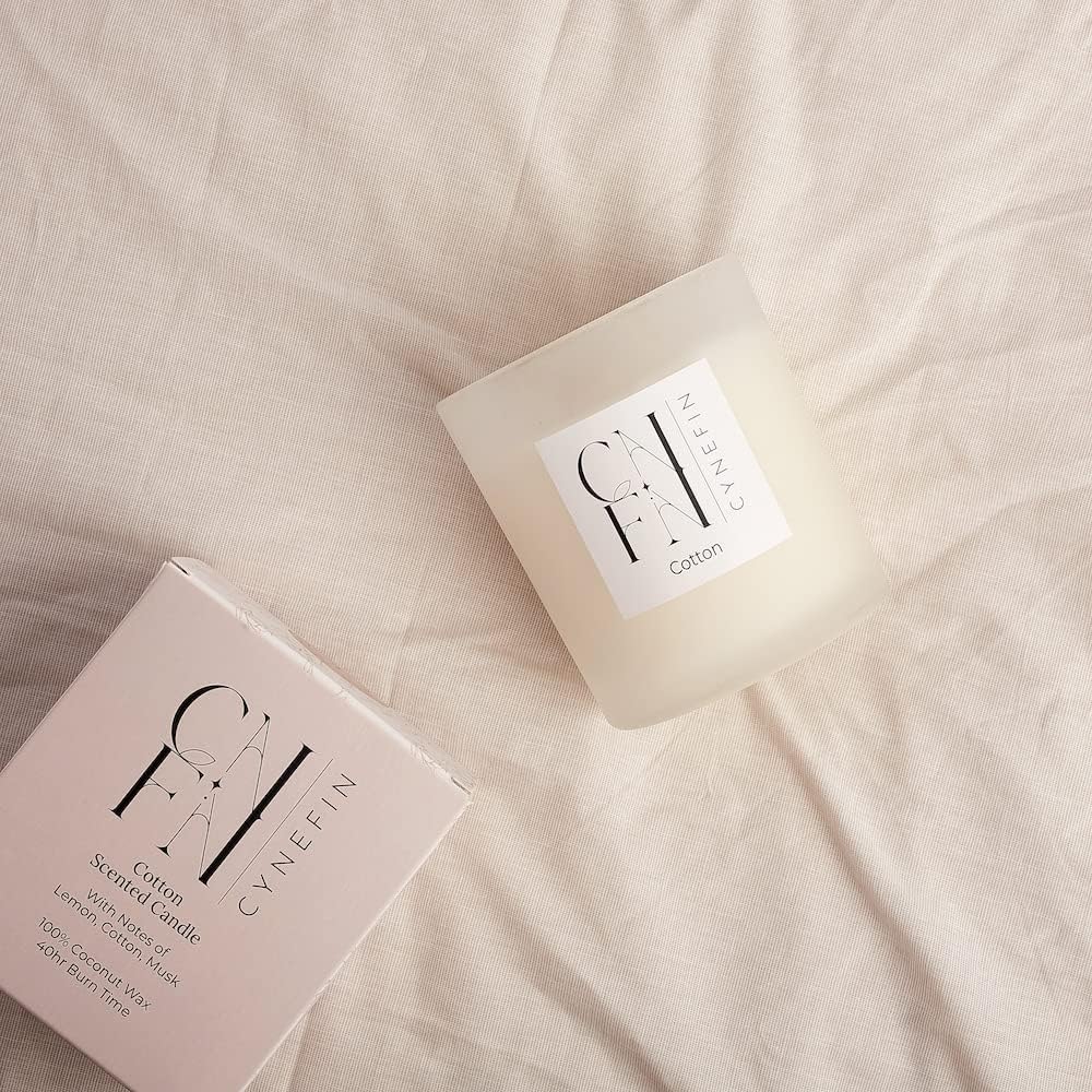 CNFN Fresh Linen Cotton Scented Candle - 100% Coconut Wax - 40hrs burning - Image 4