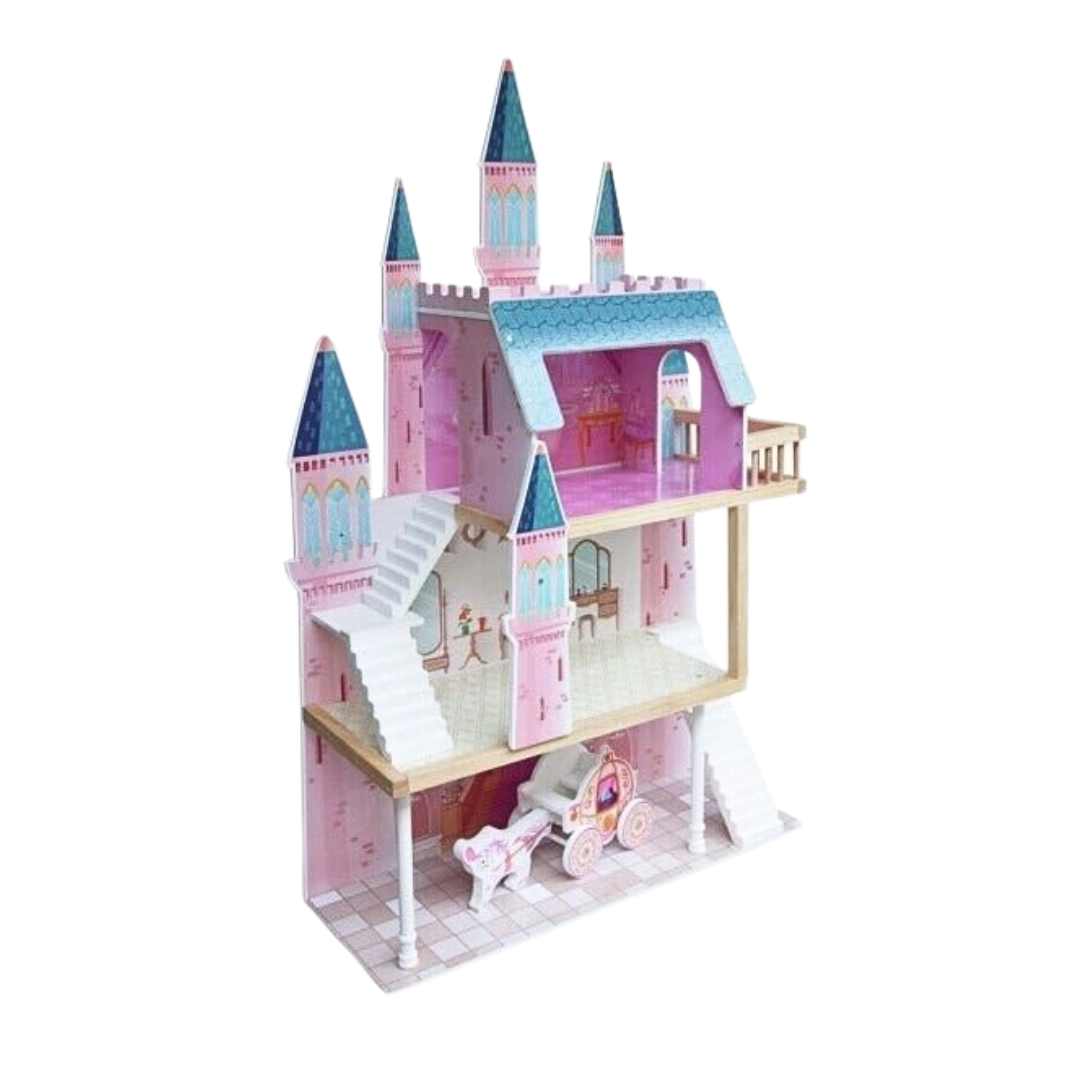 135cm Cocoland Wooden Fantasy Castle and Carriage Doll House - Image 2