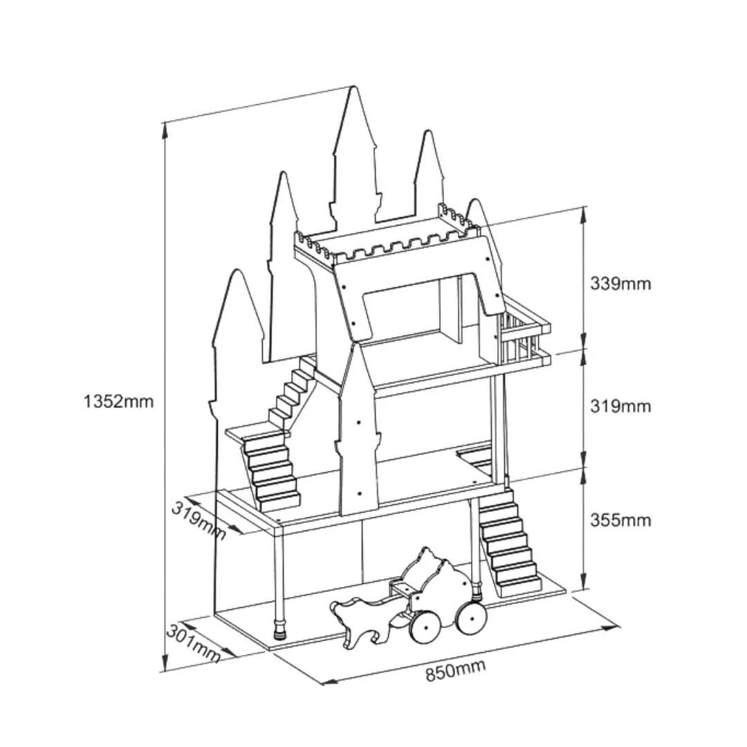 135cm Cocoland Wooden Fantasy Castle and Carriage Doll House - Image 3