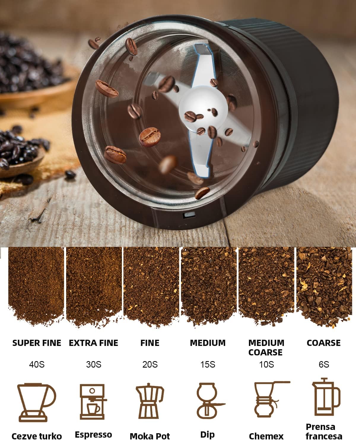 Coffee Grinder with Brush - 200W - Image 3