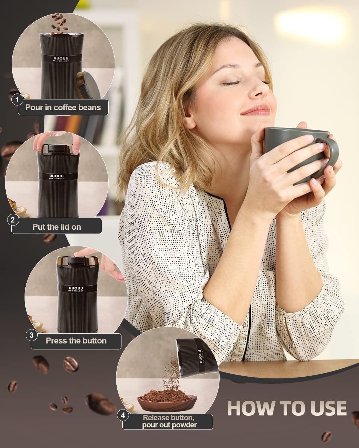 Coffee Grinder with Brush - 200W - Image 6