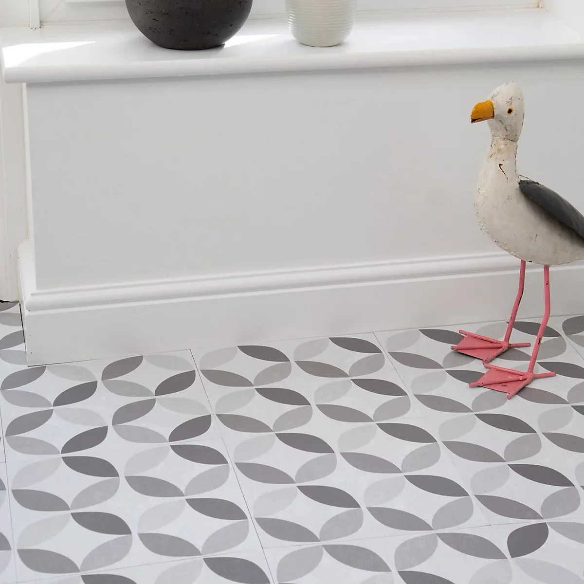 D-C-Fix Grey & White Geometric Tile effect Self-adhesive Vinyl tile - 1.2m² (11 Tiles) - Image 3
