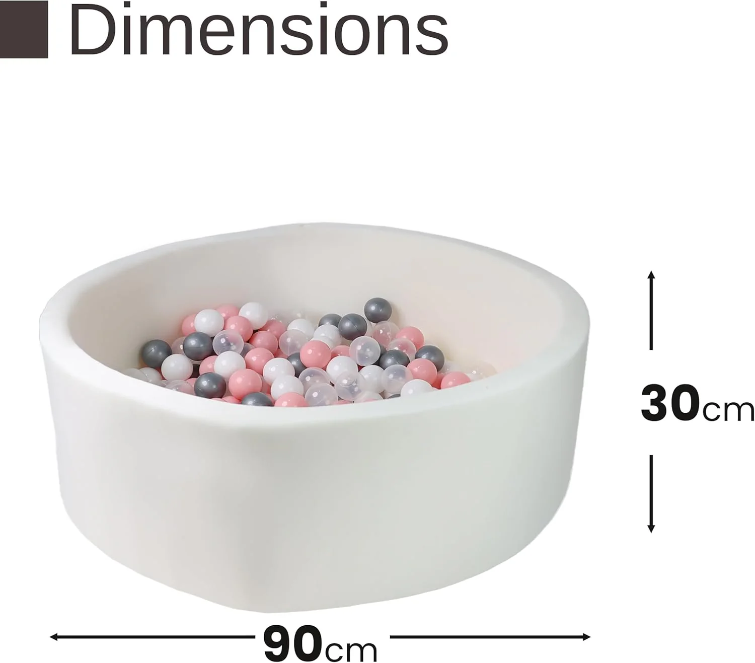 DIVCHI Kids Foam Ball Pit for Children/Toddlers - 90x30cm (White) - Image 3