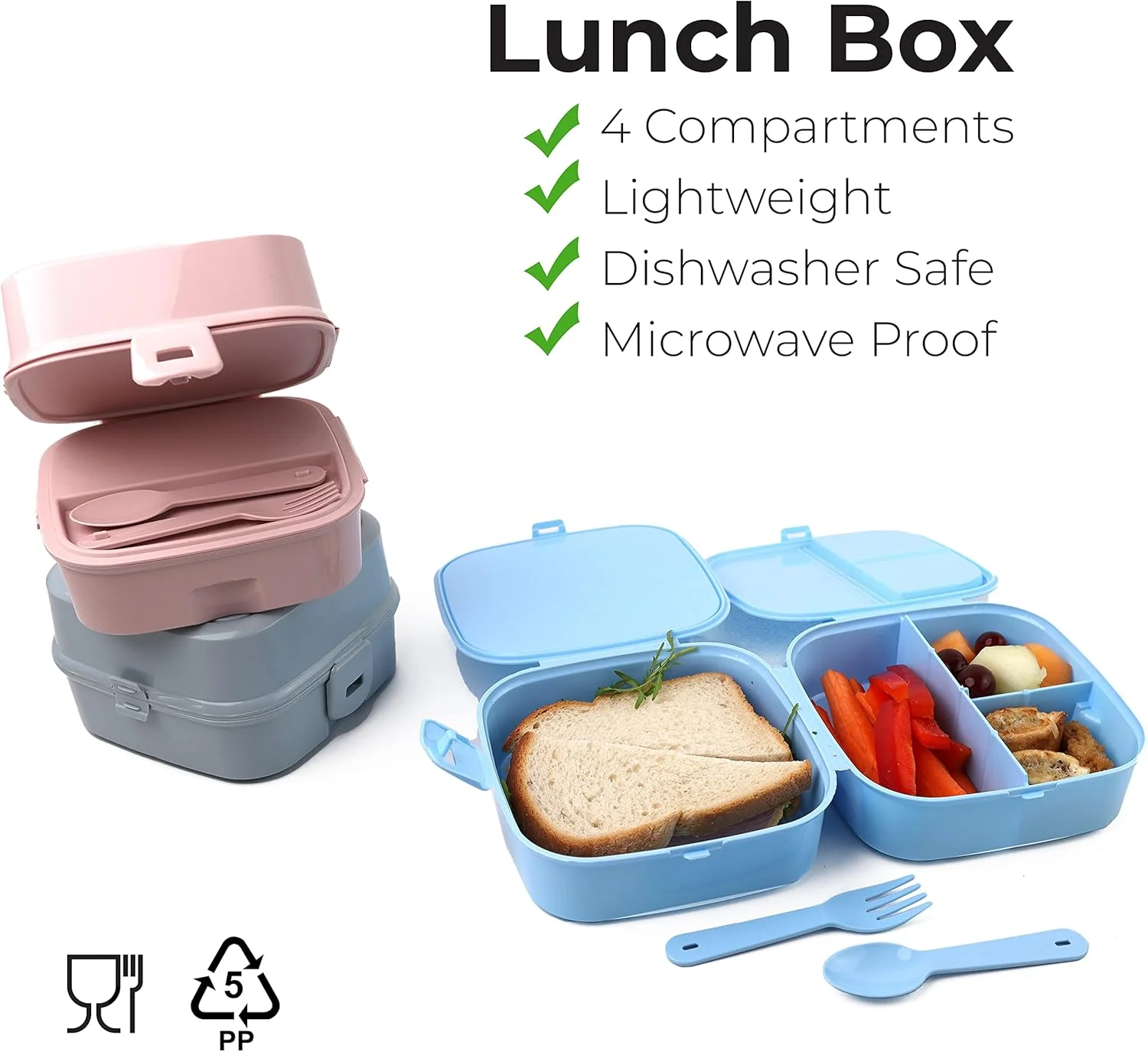 DIVCHI Portable Lunch Box for Kids & Adult (Light Grey) - Image 2