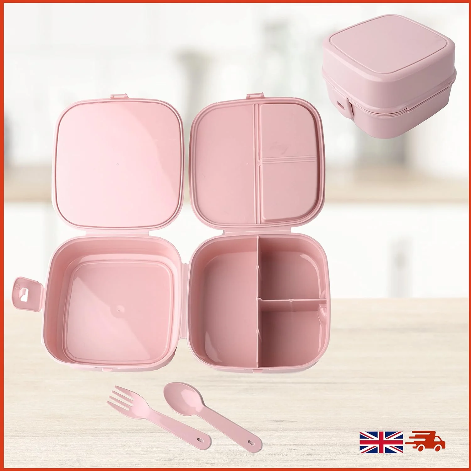 DIVCHI Portable Lunch Box for Kids & Adults (Light Pink) - Image 2