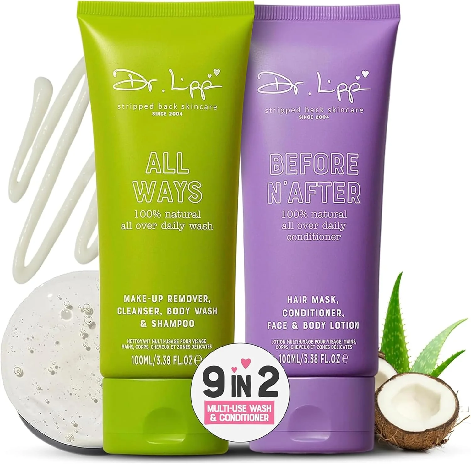 Dr. Lipp Wash & Glow Pack 9-in-2 Body, Face & Hair (2x100ml) - Image 5