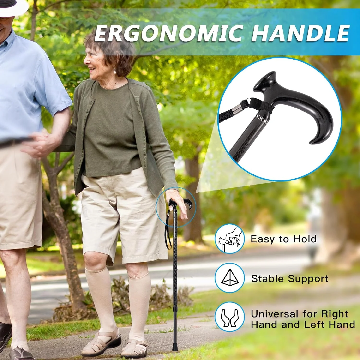 DRAGON CARBON Adjustable Walking Cane (68.5-94 cm) - Black - Image 4