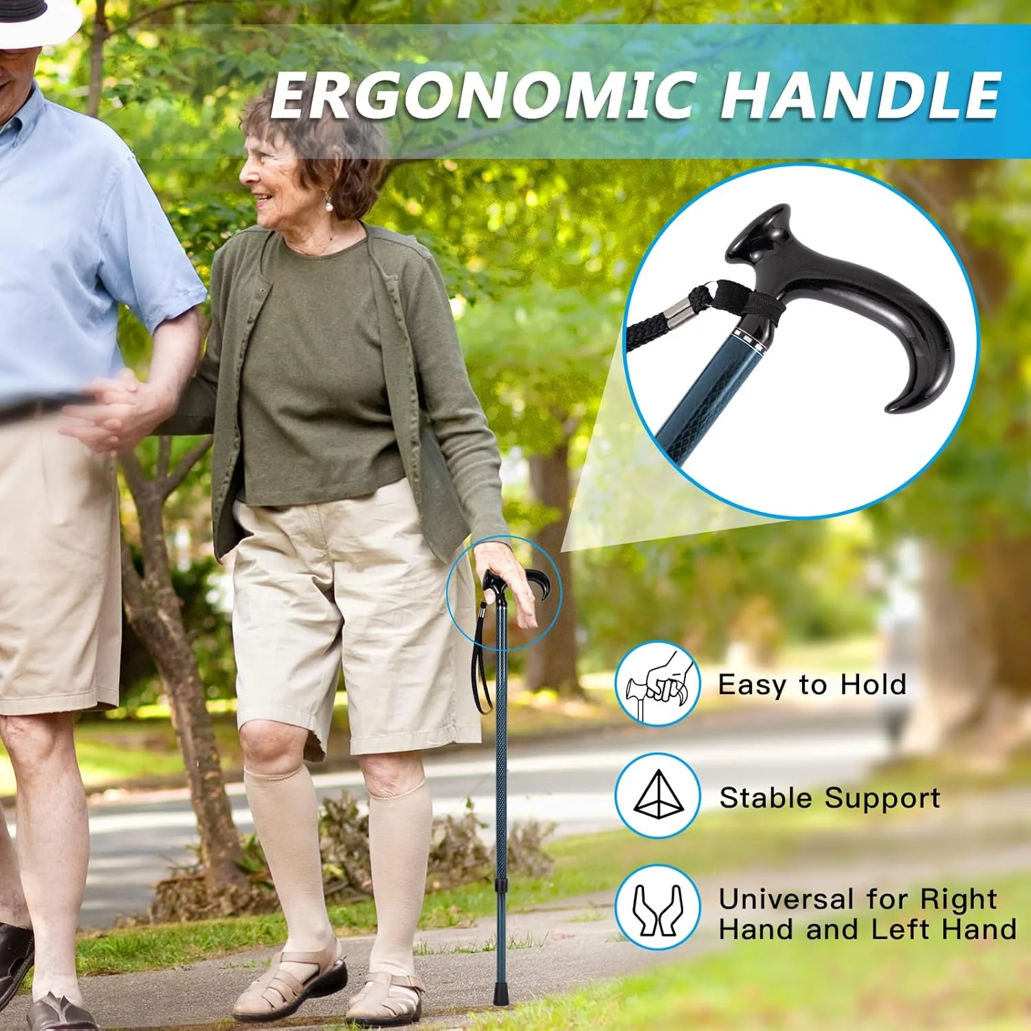 DRAGON CARBON Adjustable Walking Cane (68.5-94 cm) - Blue - Image 4