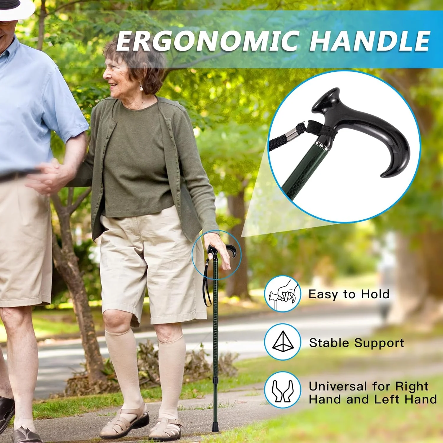 DRAGON CARBON Adjustable Walking Cane (68.5-94 cm) - Green - Image 4