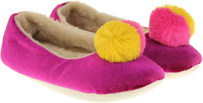 DUNLOP Womens Purple Pom Pom Slippers - XL (UK 11-12) - Image 5