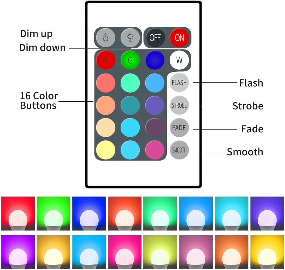 E27 LED Colour Changing Light Bulb with Remote Control - Image 3