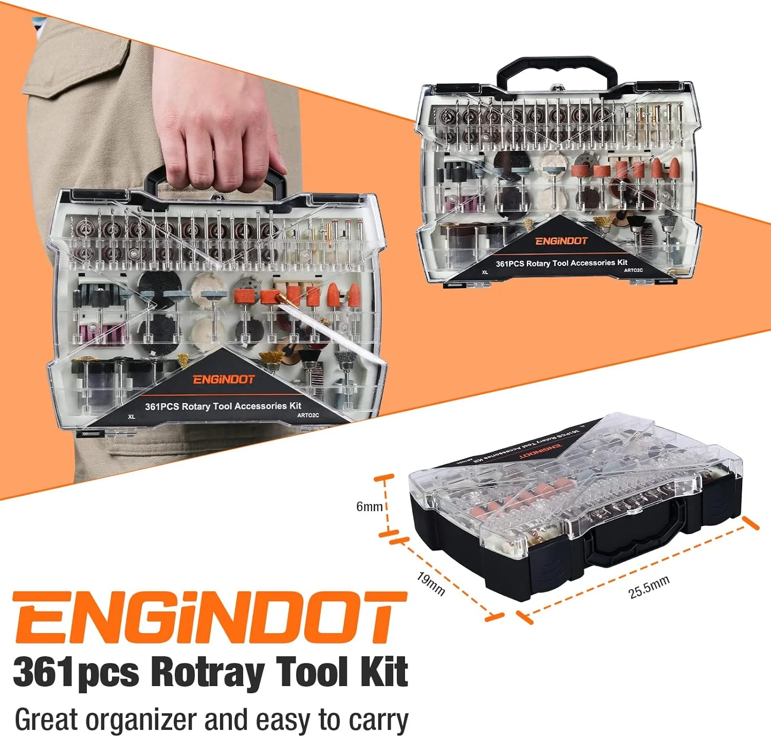 ENGiNDOT 361pcs Rotary Tool Accessories Kit - Image 2