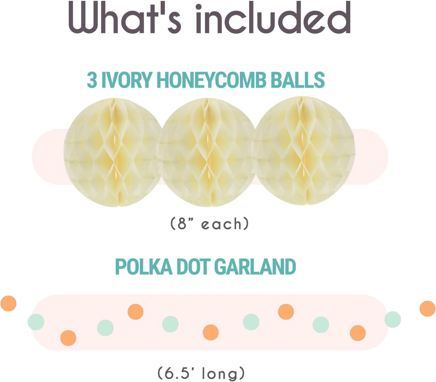 EpiqueOne 22-Piece Party Decoration Kit – Mint, Peach, Ivory - Image 4