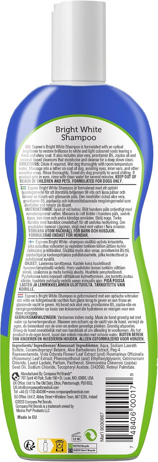 Espree Bright White Dog Shampoo With Aloe Vera - 355ml - Image 2